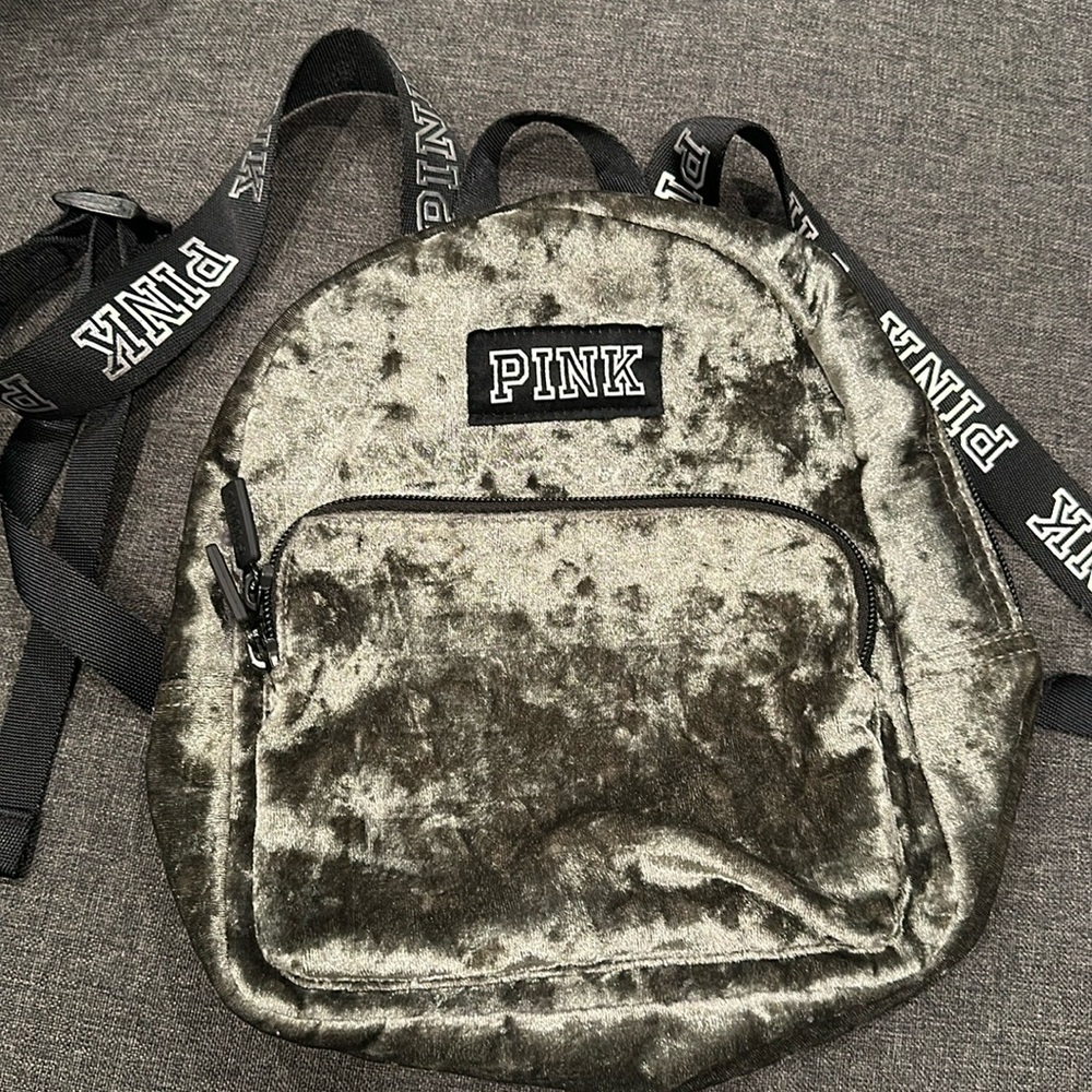PINK shiny silver mini backpack-used
